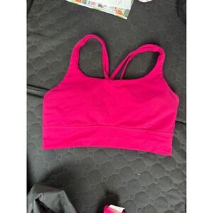 Lululemon Energy Bra Longline Pink Strappy Sports Bra LW2EB9S.01 Size 10